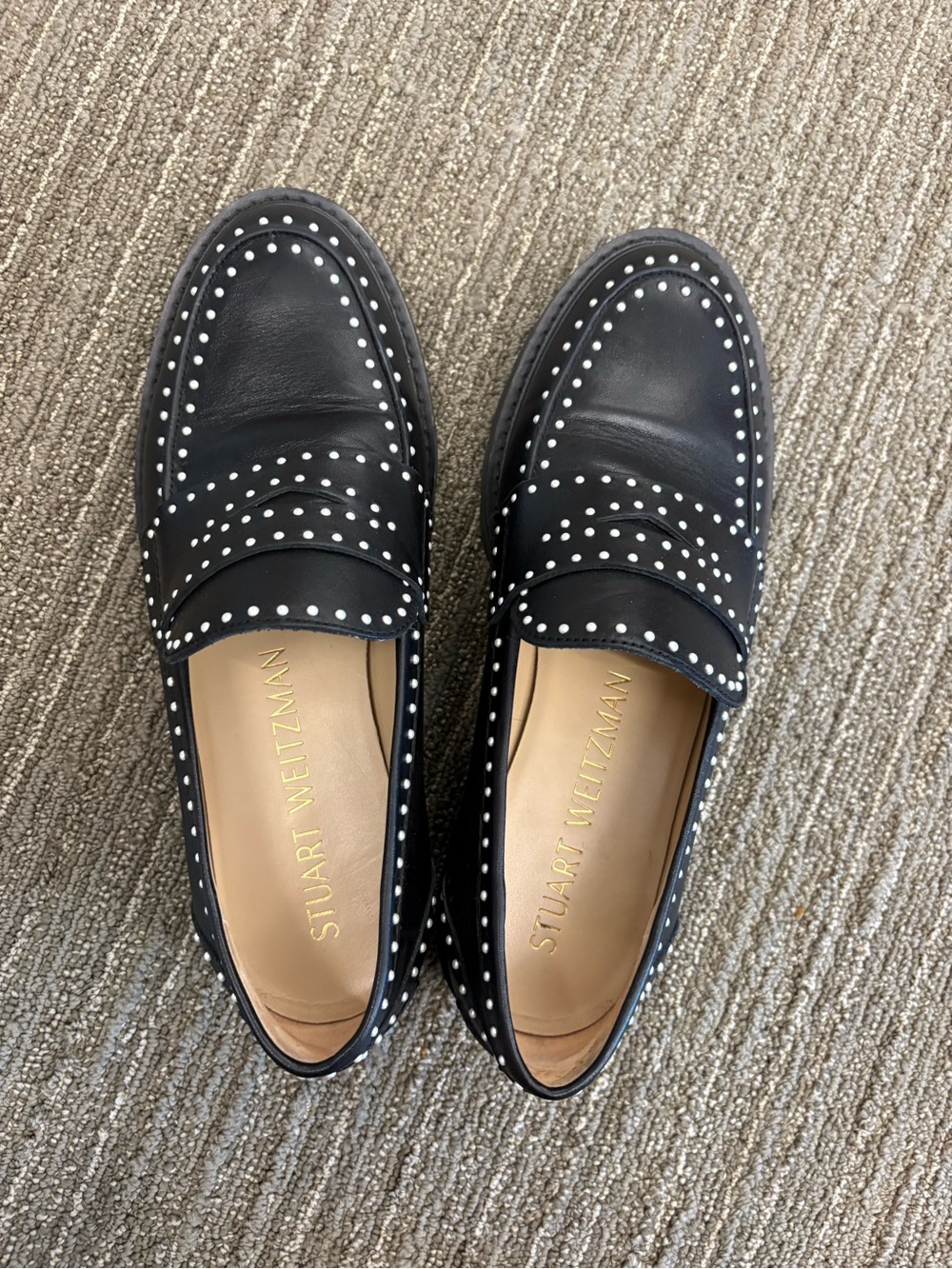 Stuart Weitzman Black pearl Leather Loafers - women’s